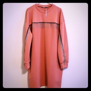 ASOS Pink Shift Silver Tassles Dress